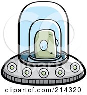 Royalty Free RF Clipart Illustration Of A Green Alien Flying A UFO