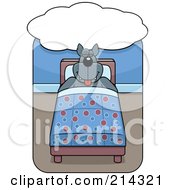 Poster, Art Print Of Big Wolf Sleeping In A Bed Under A Dream Cloud