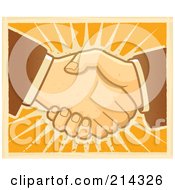Royalty Free RF Clipart Illustration Of Two Hands Shaking Over Orange