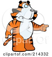 Royalty Free RF Clipart Illustration Of An Angry Tiger Pointing To The Right