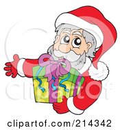 Poster, Art Print Of Santa Holding A Gift