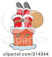 Poster, Art Print Of Santa Upside Down In A Brick Chimney