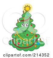 Poster, Art Print Of Christmas Tree Character With A Shining Star - 1