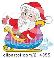Poster, Art Print Of Santa Waving And Riding In A Sleigh