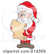 Poster, Art Print Of Santa Reading A Blank Scroll