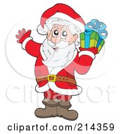 Poster, Art Print Of Santa Carrying A Green Gift