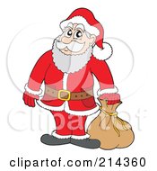 Poster, Art Print Of Santa Standing By A Sack