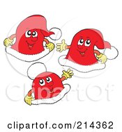 Royalty Free RF Clipart Illustration Of A Digital Collage Of Three Santa Hat Faces
