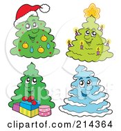 Royalty Free RF Clipart Illustration Of A Digital Collage Of Christmas Trees 1