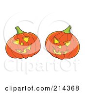 Royalty Free RF Clipart Illustration Of A Digital Collage Of Two Jackolanterns