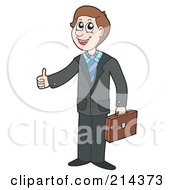 Royalty Free RF Clipart Illustration Of A Young Business Man Holding A Thumb Up