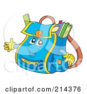 Royalty Free RF Clipart Illustration Of A Blue School Bag Character