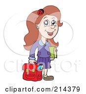 Royalty Free RF Clipart Illustration Of A Smart School Girl Carrying A Red Bag