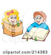 Poster, Art Print Of Digital Collage Of A Boy And Girl Reading