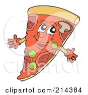 Royalty Free RF Clipart Illustration Of A Happy Supreme Pizza Slice
