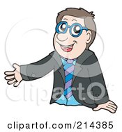 Royalty Free RF Clipart Illustration Of A Presenting Young Businessman