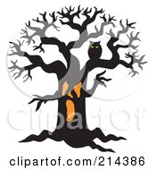 Poster, Art Print Of Orange And Black Owl In A Scary Tree