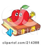 Poster, Art Print Of Happy Red Apple On A Book