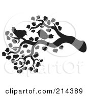 Royalty Free RF Clipart Illustration Of A Silhouetted Bird And Tree Branch by visekart