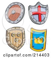 Royalty Free RF Clipart Illustration Of A Digital Collage Of Four Shields