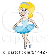 Royalty Free RF Clipart Illustration Of A Blond Ballerina Dancing In Blue by visekart