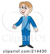 Royalty Free RF Clipart Illustration Of A Young Business Man In A Blue Suit