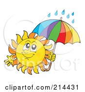 Poster, Art Print Of Summer Sun With Rain Under An Umbrella