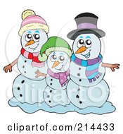 Royalty Free RF Clipart Illustration Of A Wintry Snowman Family