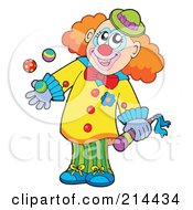 Royalty Free RF Clipart Illustration Of A Happy Clown Doing Tricks