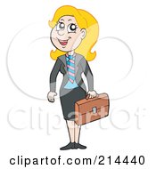 Royalty Free RF Clipart Illustration Of A Blond Business Woman Carrying A Briefcase