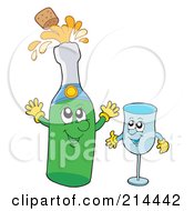 Poster, Art Print Of Happy Champagne Bottle And Glass Characters