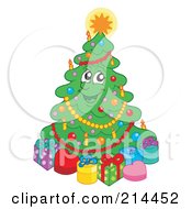 Poster, Art Print Of Christmas Tree Character With Gifts - 2