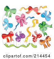Royalty Free RF Clipart Illustration Of A Digital Collage Of Ribbons And Bows