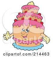 Royalty Free RF Clipart Illustration Of A Happy Birthday Cake With Tiers