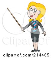 Royalty Free RF Clipart Illustration Of A Blond Business Woman Holding A Pointer Stick