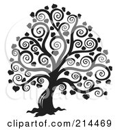 Royalty Free RF Clipart Illustration Of A Black And White Bare Heart Tree Design