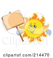Poster, Art Print Of Summer Sun Holding A Wooden Sign