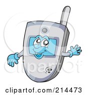 Royalty Free RF Clipart Illustration Of A Happy Closed Cell Phone Character by visekart