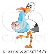 Poster, Art Print Of Stork Delivering A Baby Girl
