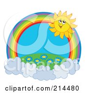 Poster, Art Print Of Summer Sun And Floral Field Rainbow Circle