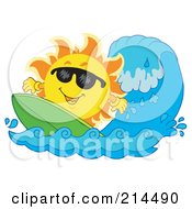 Poster, Art Print Of Summer Sun Surfing A Wave