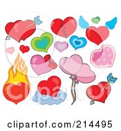 Poster, Art Print Of Digital Collage Of Love Hearts - 1