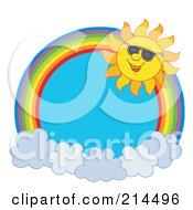 Royalty Free RF Clipart Illustration Of A Summer Sun And Shades Rainbow Circle