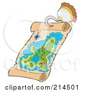 Poster, Art Print Of Pirate Hook Holding A Treasure Map