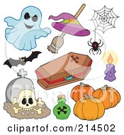 Poster, Art Print Of Digital Collage Of Halloween Items - 3