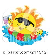 Poster, Art Print Of Summer Sun Floating On An Inner Tube