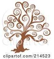 Poster, Art Print Of Brown Swirly Tree Design