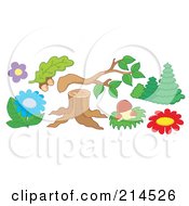 Royalty Free RF Clipart Illustration Of A Digital Collage Of Flowers Plants And Trees