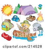 Poster, Art Print Of Digital Collage Of Summer Recreation And Camping