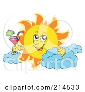 Royalty Free RF Clipart Illustration Of A Summer Sun With A Cocktail